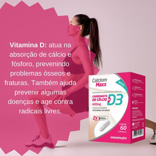 Imagem de Cálcio Maxx D3 600mg Suplemento para Ossos C60 - Maxinutri