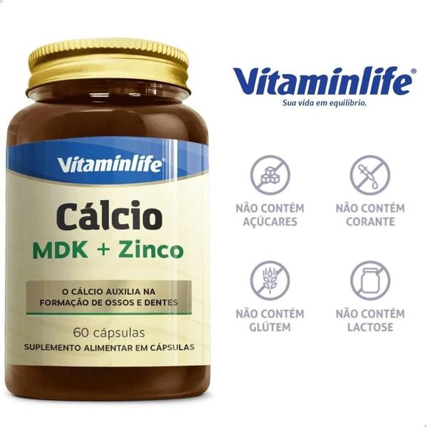 Imagem de Calcio Mdk + Zinco 60 Cápsulas Vitaminlife Sabor:Natural