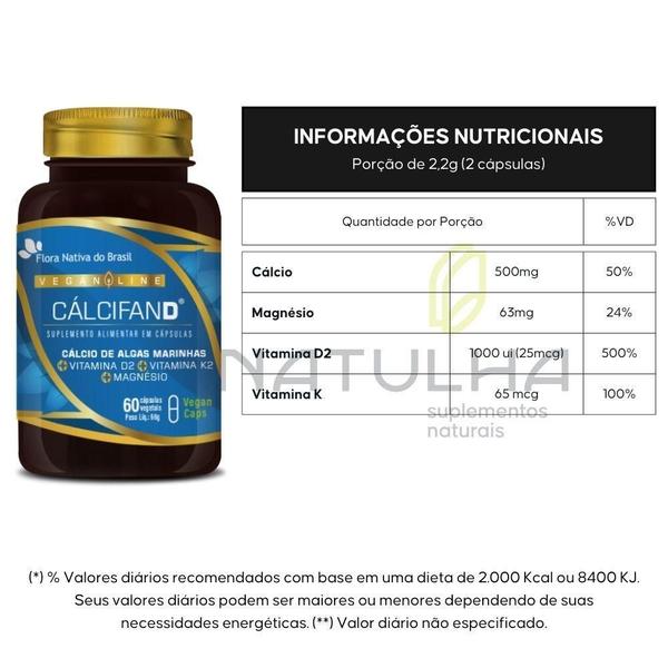 Imagem de Cálcio + Vitamina D2 + Vitamina K2 + Magnésio 60 Vegan Caps