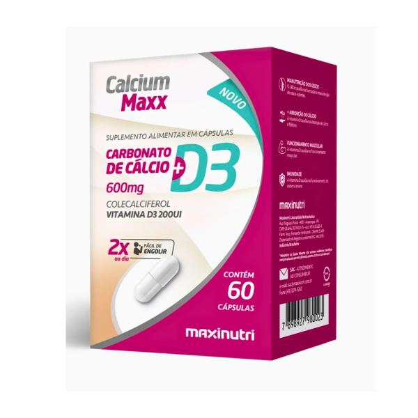 Imagem de Calcio Vitamina D3 60cap Calcium Maxx Colecalciferol vit D Kit 2