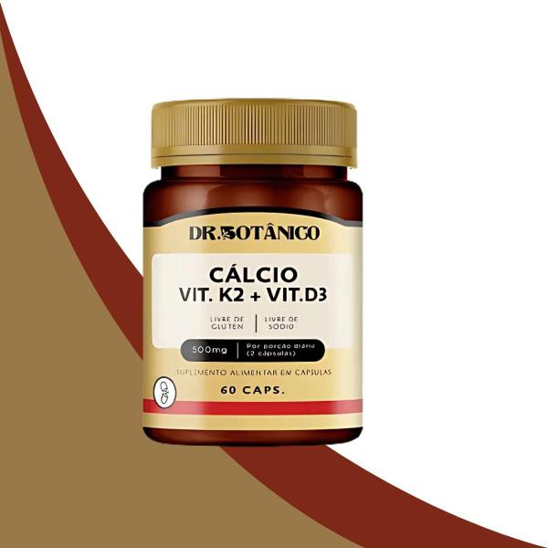 Imagem de Cálcio + vitamina k2 + vitamina d3 500mg 60 caps - dr. botânico