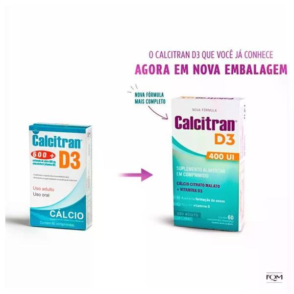 Imagem de Calcitran D3 400UI 60 Comprimidos Revestidos