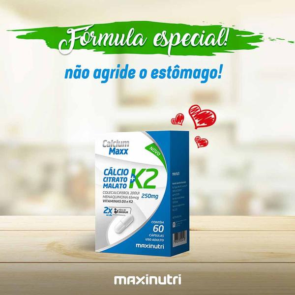 Imagem de Calcium Maxx Cálcio Citrato Malato K2 60 Cápsulas Maxinutri