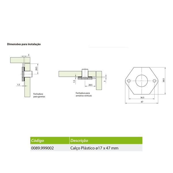 Imagem de Calço Plástico para Fechadura ø17x47 mm FGVTN