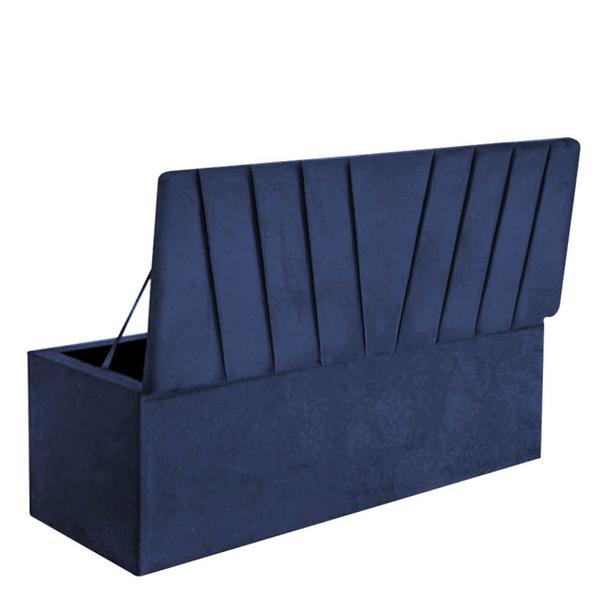 Imagem de Caldadeira Baú Recamier Solteiro 100CM Bélgica Suede Azul Marinho - D A DECOR