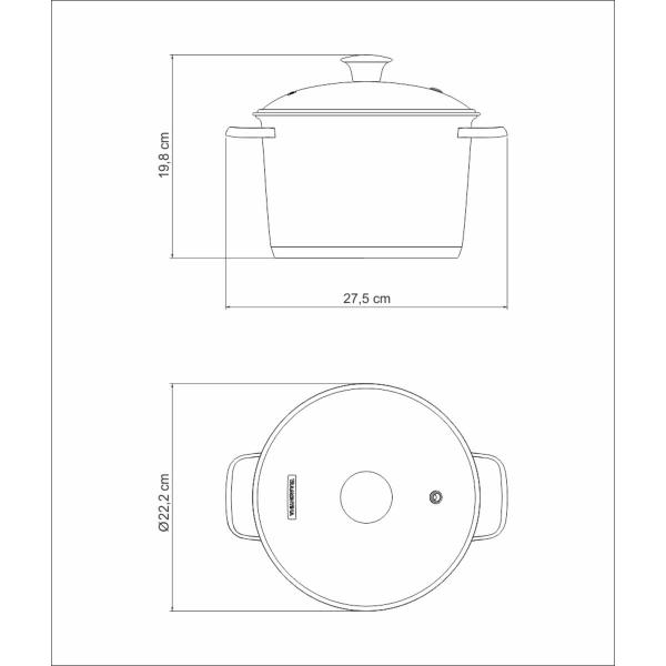 Imagem de Caldeirão Tramontina Indução Inox Tampa Vidro Allegra 20cm