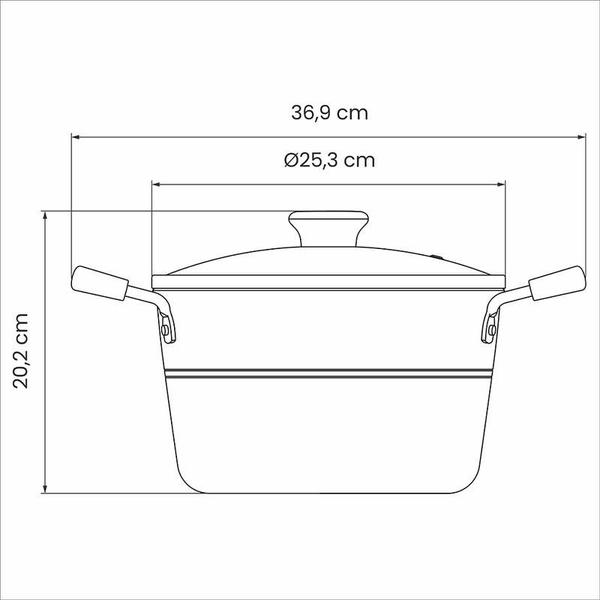 Imagem de Caldeirão tramontina sicília em alumínio com revestimento interno e externo em antiaderente starflon excellent avelã com tampa de vidro 24 cm 5.7 l