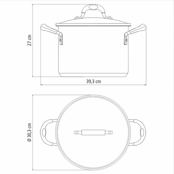 Imagem de Caldeirão Tramontina Solar Silicone em Aço Inox com Fundo Triplo com Tampa de Vidro 28 cm 11,9 L 62125280