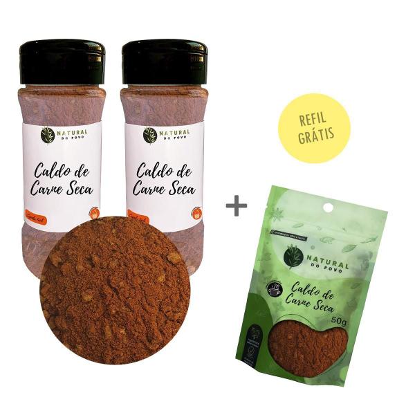 Imagem de Caldo Carne Seca Kit 2 Premium Pote Com Dosador + Refil 80G