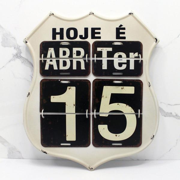 Imagem de Calendário Americano Route Em Metal Vintage Flip Branco 40cm