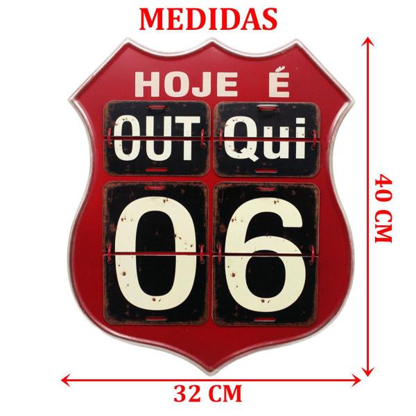 Imagem de Calendário Americano Route Em Metal Vintage Flip Vinho 40cm