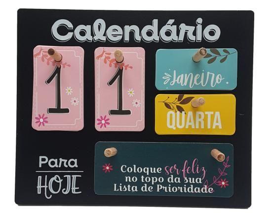 Imagem de Calendário de Mesa Decorativo Troca Frases Permanente Decorado de Madeira