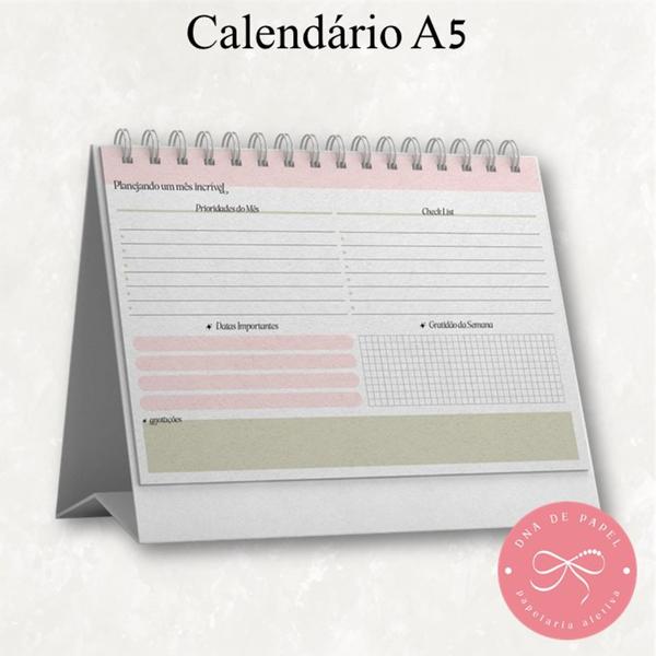 Imagem de Calendário de Mesa Horizontal 2025 15x21cm (A5) - Produto Artesanal