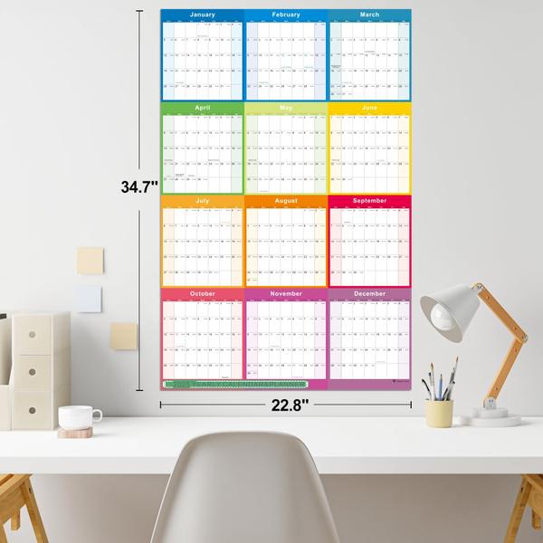 Imagem de Calendário de Parede Vibrant Focus 2024 - Anual com Agenda (34,7x22,8cm)