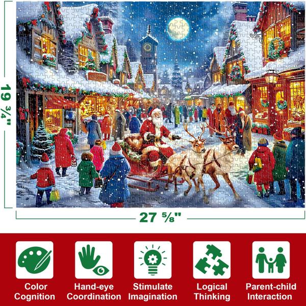 Imagem de Calendário do Advento 2024 para adultos, crianças e adolescentes - 1000 peças de quebra-cabeças de Natal, surpresas de 24 dias, calendário de contagem regressiva de Natal, caixa de presente, jogo familiar, quebra-cabeça do advento, presentes de Natal para meninos, meninas, mulheres e homens