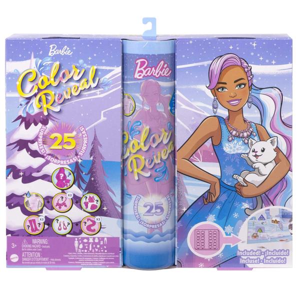 Imagem de Calendário do Advento Barbie Color Reveal com boneca e 3 animais de estimação para crianças a partir de 3 anos