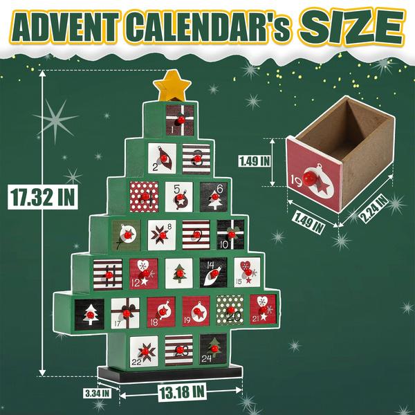 Imagem de Calendário do Advento JOEJET 2024 Countdown Christmas Tree Wood