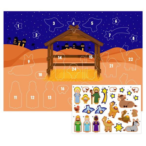 Imagem de Calendário do Advento WaaHome Nativity 2024 Kids com adesivos