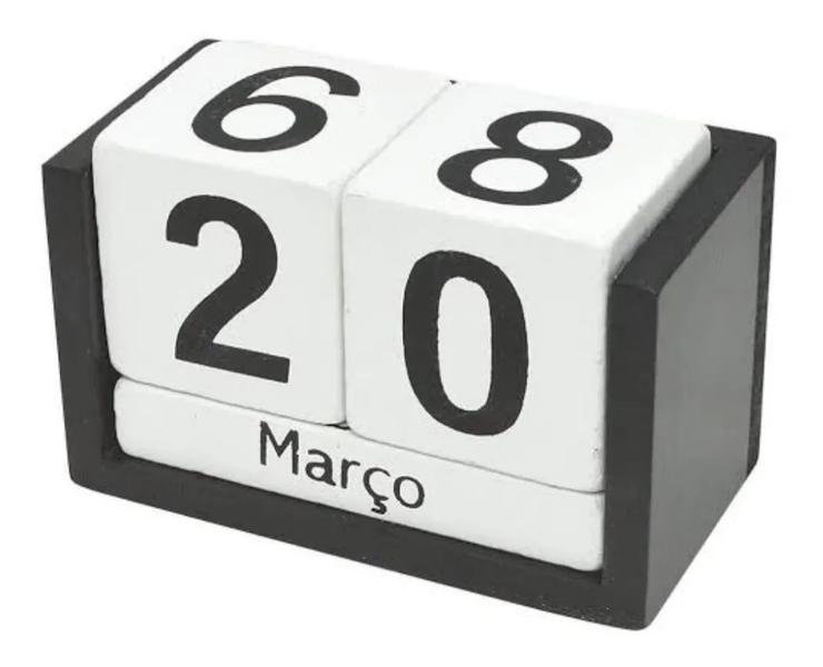 Imagem de Calendário Permanente De Madeira P/ Mesa Home Office Preto E Branco