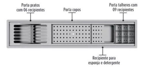 Imagem de Calha Canal Organizador Escorredor Embutir Úmida Inox 90cm