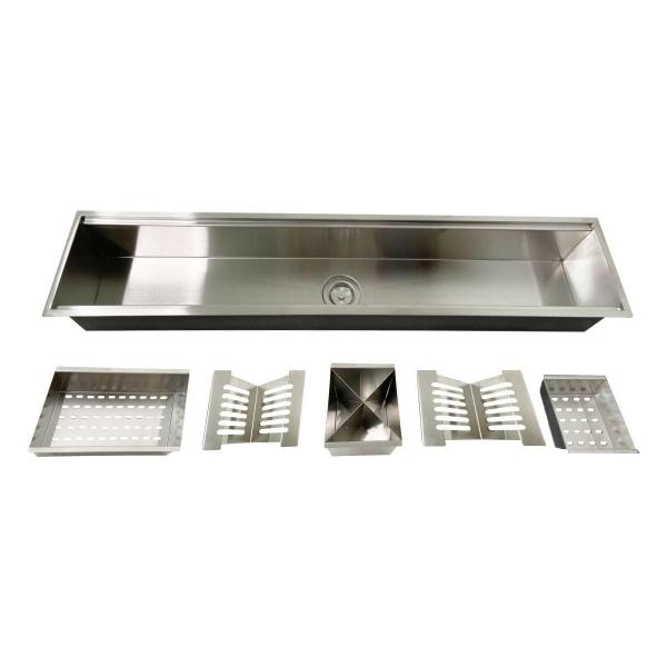 Imagem de Calha Canal Organizador Escorredor Gourmet Úmida Inox 60Cm