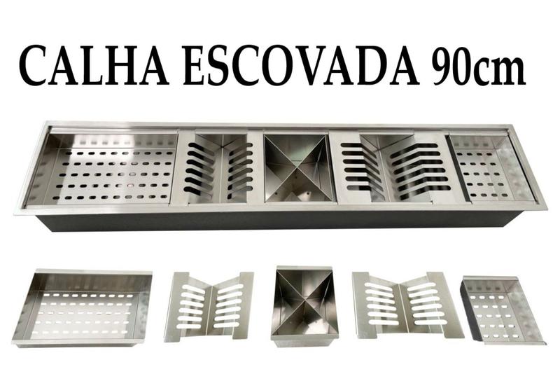 Imagem de Calha Canal Organizador Escorredor Gourmet Úmida Inox 90cm