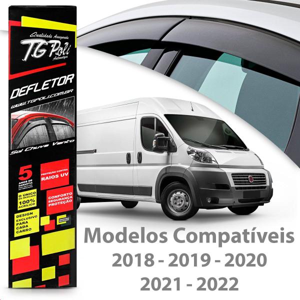 Imagem de Calha Chuva Defletor Slim Ducato 2 Portas 2018 2019 2020 2021 2022 Fumê 100% Acrílico