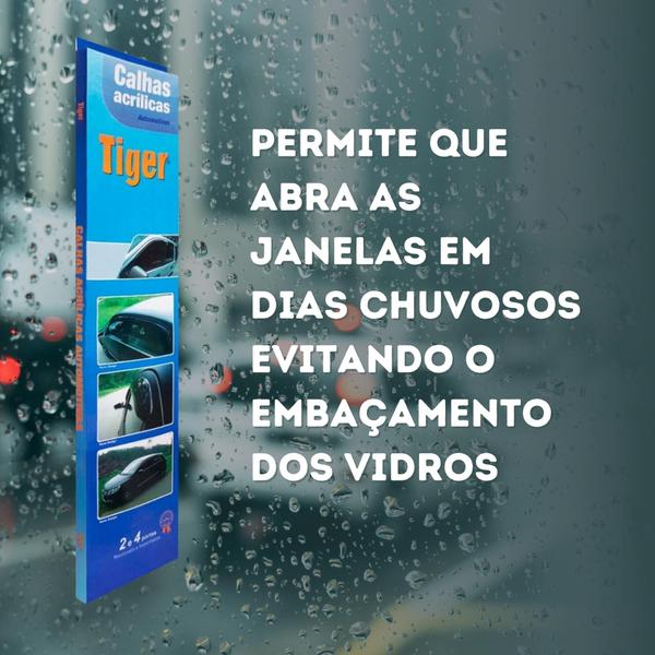 Imagem de Calha de Chuva Defletor Inteiriça Nova Strada 2020 em diante 4 Portas Acrílico Preto Fumê Tiger - FT3610