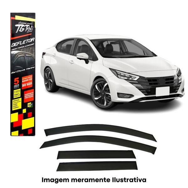 Imagem de Calha Defletora Automotiva Inteiriça/Slim para Versa 4 Portas 2021 até 2024 Cor Fumê TG Poli - 32008