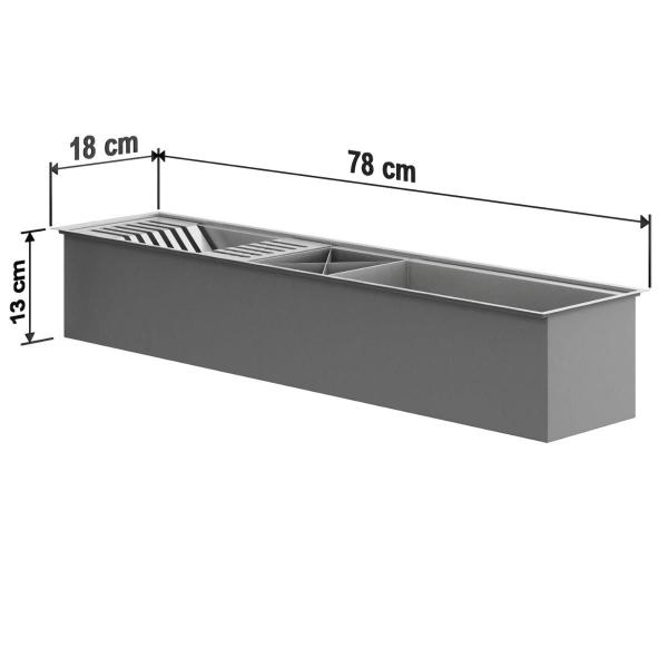 Imagem de Calha Gourmet Canal Organizador Úmida Escorredor Inox 78cm GoldenX