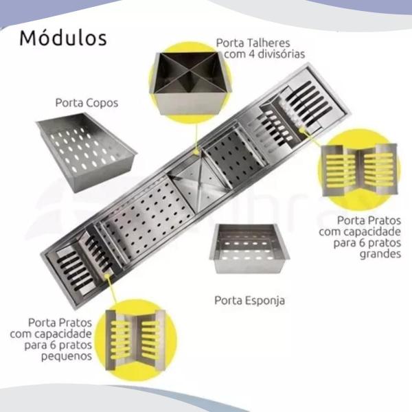 Imagem de Calha Linear Escorredor de Louças Embutido 90cm Aço Inox 304