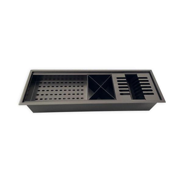 Imagem de Calha Úmida Gourmet Canal Organizador Escorredor 60Cm Preta