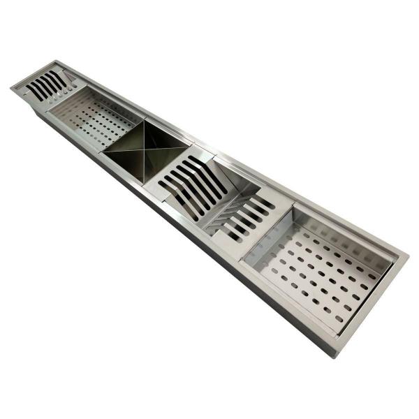 Imagem de Calha Úmida Gourmet Canal Organizador Escorredor Inox 120Cm