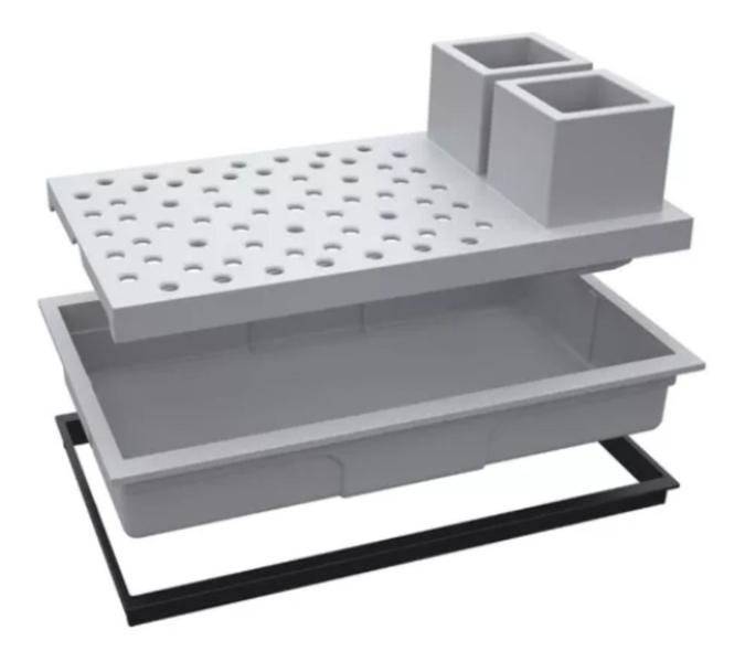 Imagem de Calha Úmida Organizador Copos/talher Escorredor Embutir17x30 - BRANCO