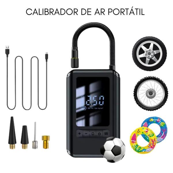 Imagem de Calibrador B0mba de pneu Car Air Pump sem fio 150 PSI luz de emergência LED com bateria recarregável de 4000 mAh