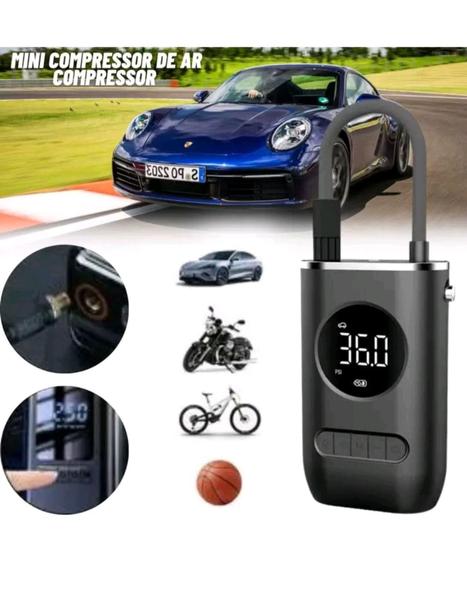 Imagem de Calibrador Compressor de Pneu Digital Carro Moto Bike Inflador Sem Fio - Car Air Pump