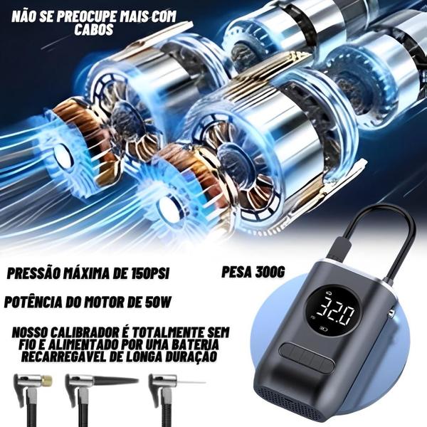 Imagem de Calibrador Compressor Pneu Digital Bomba Ar Carro Moto Bike