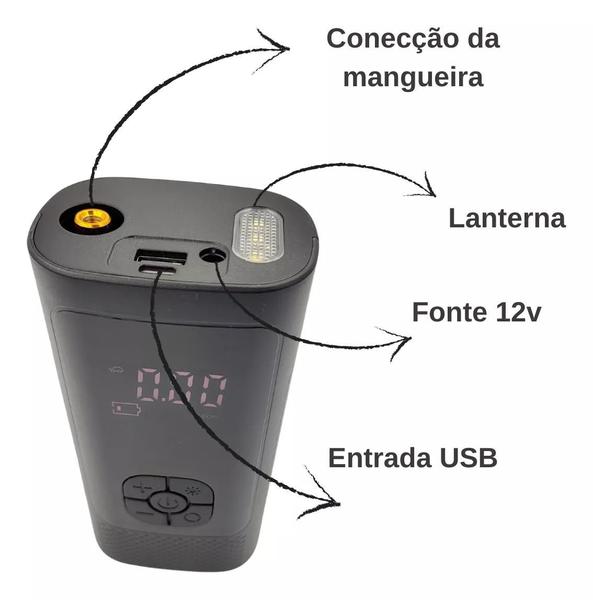 Imagem de Calibrador Compressor Pneu Digital Bomba Ar Carro Sem Fio