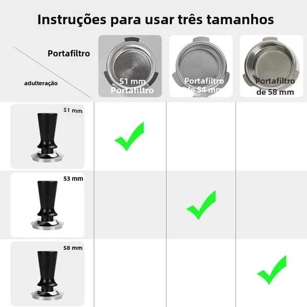 Imagem de Calibrador de 51mm, 53mm e 58mm (30lbs) para Máquinas de Espresso Delonghi e Breville