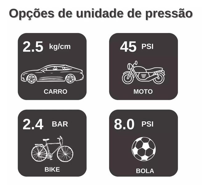 Imagem de Calibrador De Pneu Compressor Digital  Carro Com Fio B-tek