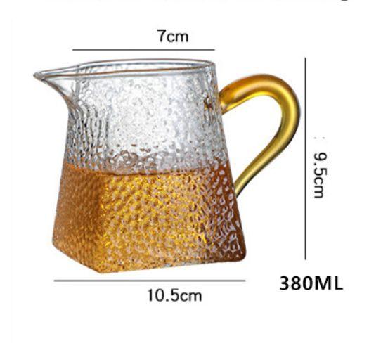 Imagem de Calor Resistindo martelo Teture Glass Tea Pitcher Creative Square Bottom Tea Cup Milk Glass Coffee Pot Coffee Jarra Arremessadores (Amarelo)