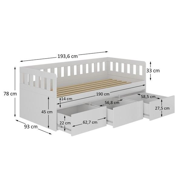 Imagem de Cama 3 Gavetas Branco - Foscarini