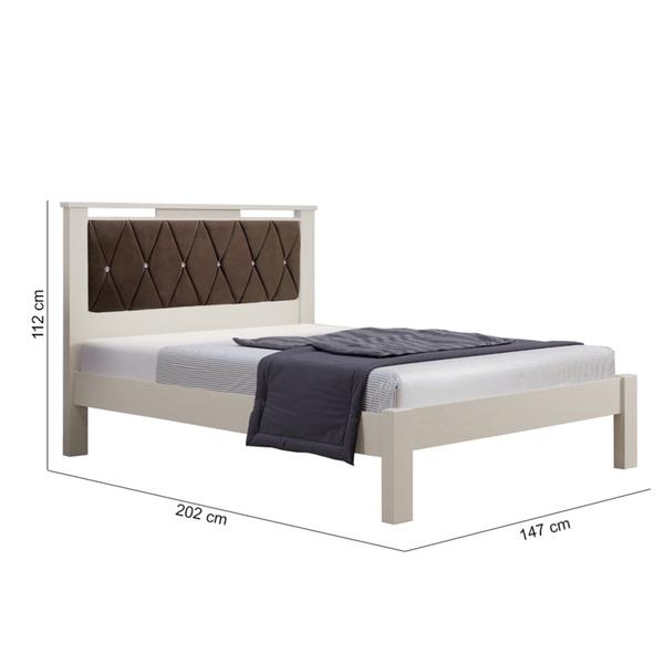 Imagem de Cama Alaska Casal OffWhite com Tecido Suede Marrom