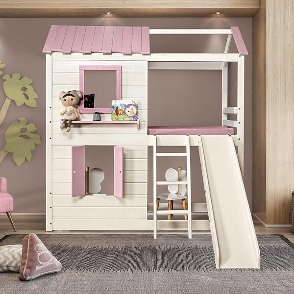 Imagem de Cama Alta Infantil com Escorregador Club House Premium Casatema