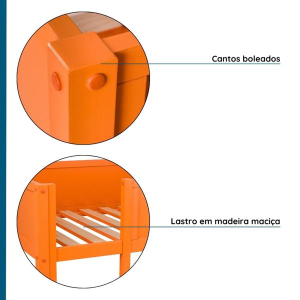 Imagem de Cama Alta Infantil Em Madeira E Mdf Sureleve Laranja