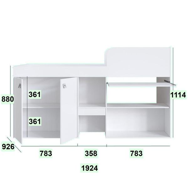 Imagem de Cama Alta Multifuncional com Armário e Escrivaninha 90cm Monterey Branco Art in Móveis