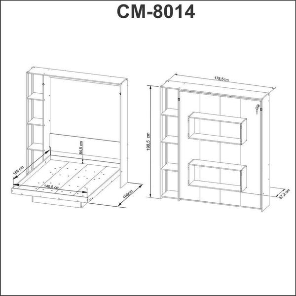 Imagem de Cama Articulada Casal 193x178,5cm c/ Nichos e Prateleiras CM8014 Tecno Mobili