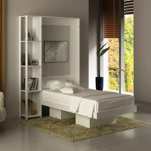 Imagem de Cama Articulada de Solteiro com 4 Prateleiras e 2 Nichos CM8013 Branca Tecnomobili