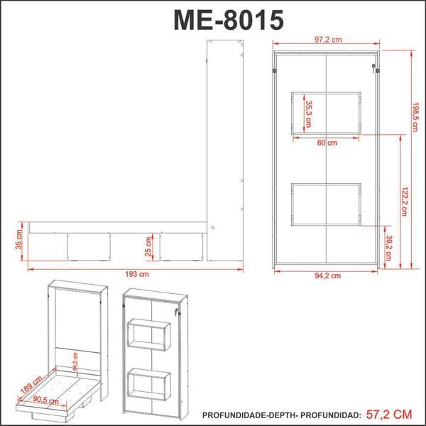 Imagem de Cama Articulada Solteiro 193x97,2cm c/ Nichos CM8015 Tecnomóbili