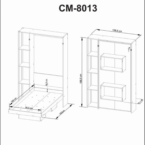 Imagem de Cama Articulada Solteiro com Estante TCM Amendoa